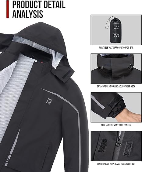 RIDEIRON Rain Suit, Motorcycle Rain Gear for Men & Women Waterproof Jacket and Pants Breathable Reflective Raincoat for Fishing, Golf, Hunting, Camping XXXL