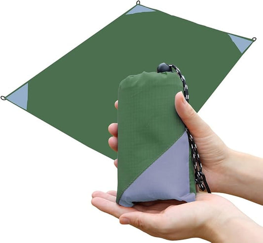 Orga'Neat Pocket Picnic Blanket, Sandproof Lightweight Pocket Camping Tarp, 55″x 39″ Foldable & Fits into Small Bag, Water Resistant Washable Quick Dry Compact Beach Mat for Outdoor Recreation