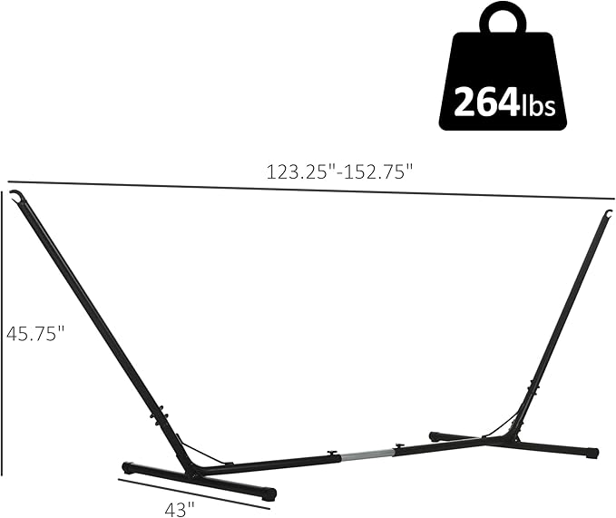 Outsunny Universal Hammock Stand 10-13ft Adjustable Steel Stand Space-Saving and Portable Carrying for Indoor and Outdoor Use, Black