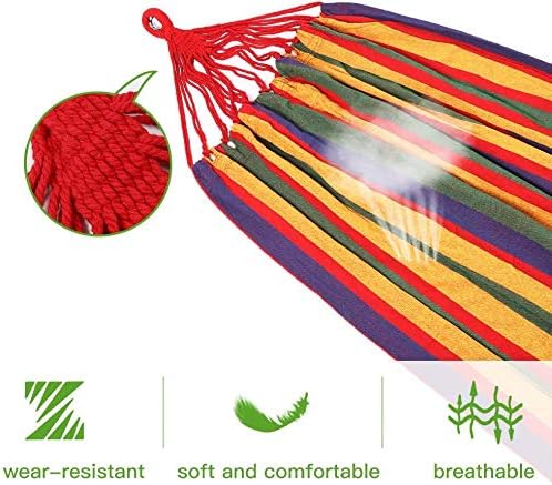 Goutime 9Ft Hammock with Stand Included, 450 lb Capacity, with Portable Carrying Bag, 2 Person Double Hammocks for Indoor, Outdoor, Patio, Deck, Yard, Beach (Blue)