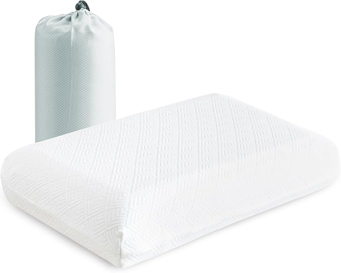 YOUR MOON Small Memory Foam Travel Size Pillow for Sleeping, Pure Cotton Cover, Compressible Camping Pillow for Sleeping, Portable Backpacking Support Pillows for Hiking, Car(White)