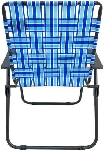 MOUNTAIN SUMMIT GEAR Retro Webbed Camping Chair - Lightweight, Foldable, Durable Steel Frame, 300lb Capacity, Vintage Stripes by Caddis Sports (1, Ocean Blue)