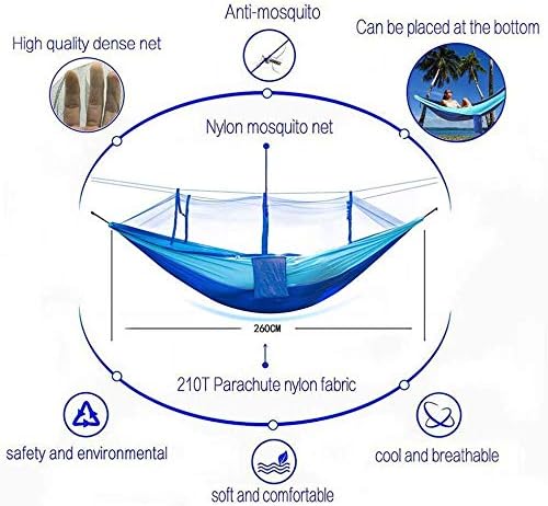 KEPEAK Camping Hammock with Net Netting, Single & Double Tree Hammock Net, Lightweight Nylon Portable Hammock for Backpacking, Camping, Travel, Beach, Yard