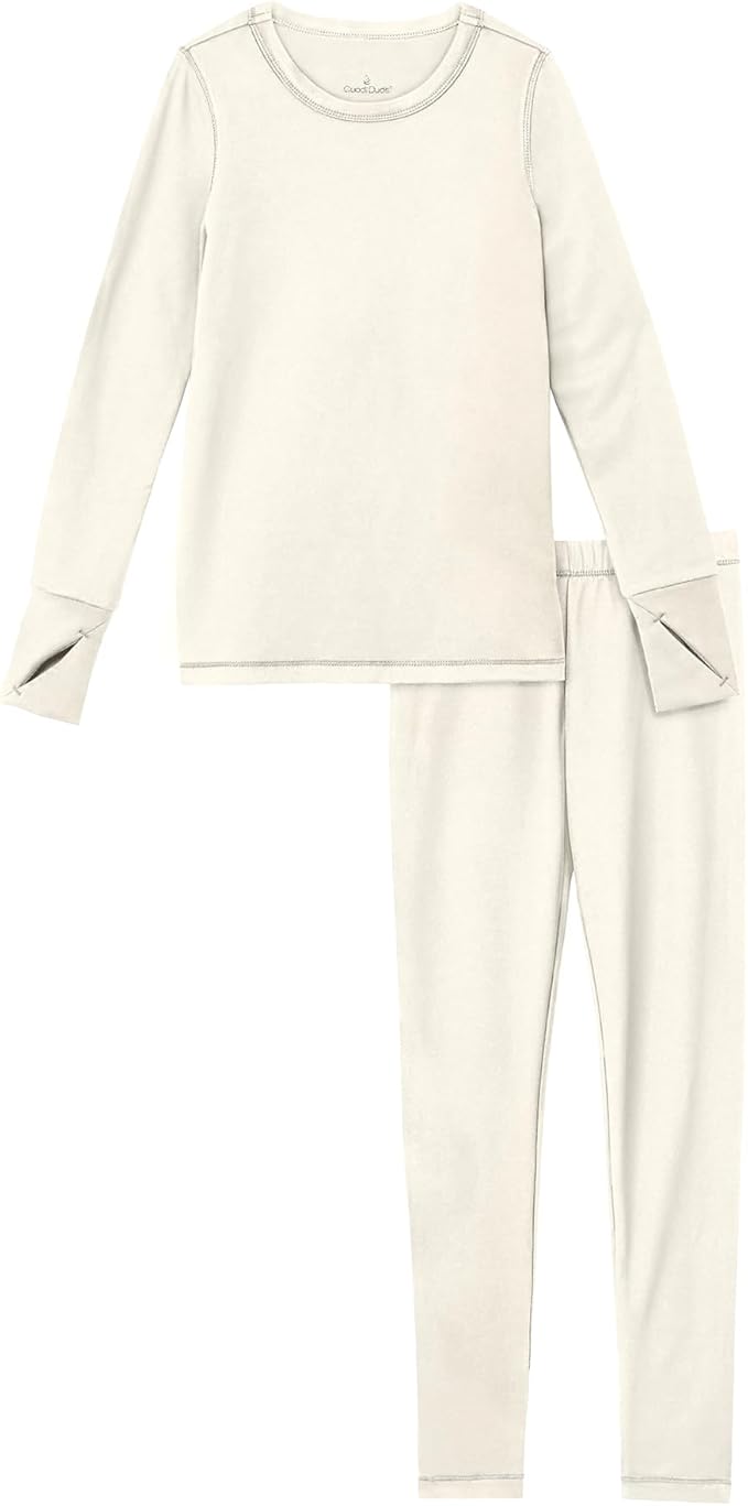 Cuddl Duds Girls Heavyweight Cold Weather Fleece Lined Thermal Set – Long Sleeve Shirt & Leggings – Long Johns for Kids