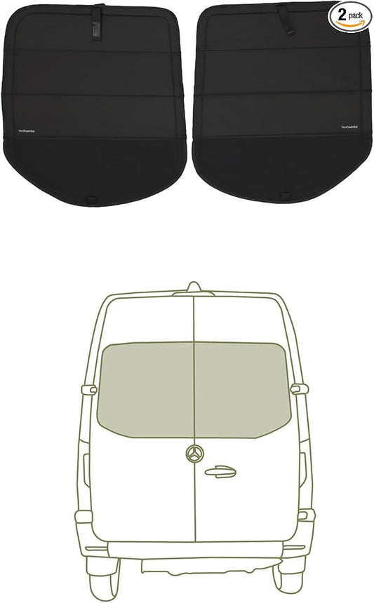 VanEssential Insulated Stealth Blackout Magnetic Window Covers Designed for Mercedes-Benz VS30 (Van Years 2019 to Current), Rear Door (Full Plastic Door Frame) (Pair), Black