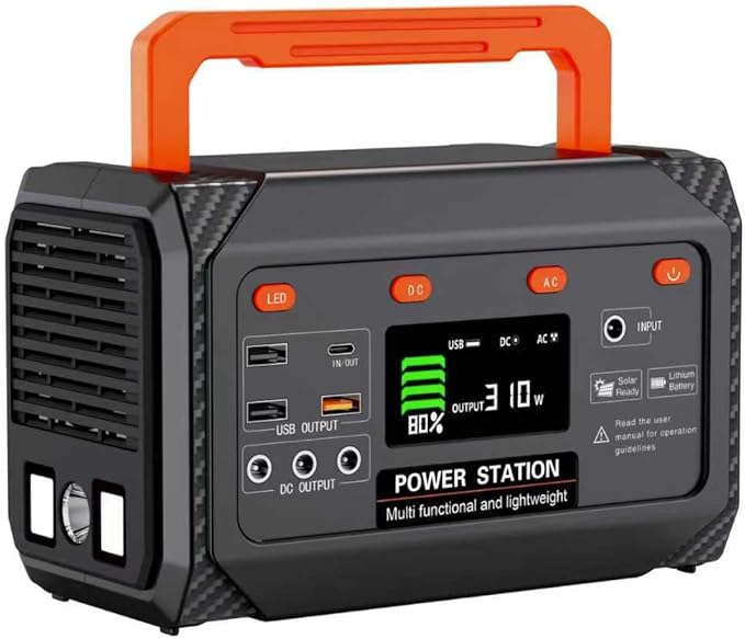 300W Portable Power Station,270Wh Camping Lithum Battery Solar Generator with 2 AC Output, USB-C PD 45W, Quick Charge Battery Pack for Home Use Camping Travel Emergency Hunting