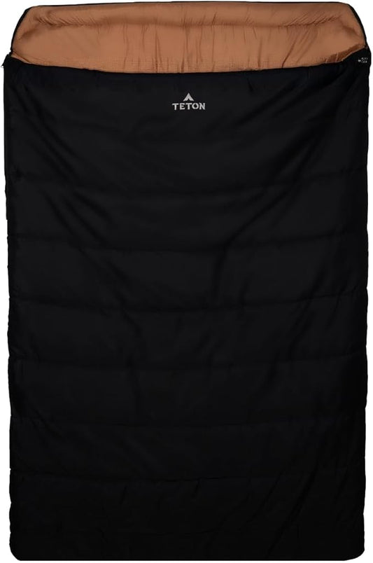Teton Mammoth Queen Size Double Sleeping Bag- A Warm Bag The Whole Family can Enjoy – Great for Camping, Hunting and Base Camp. Compression Sack Included