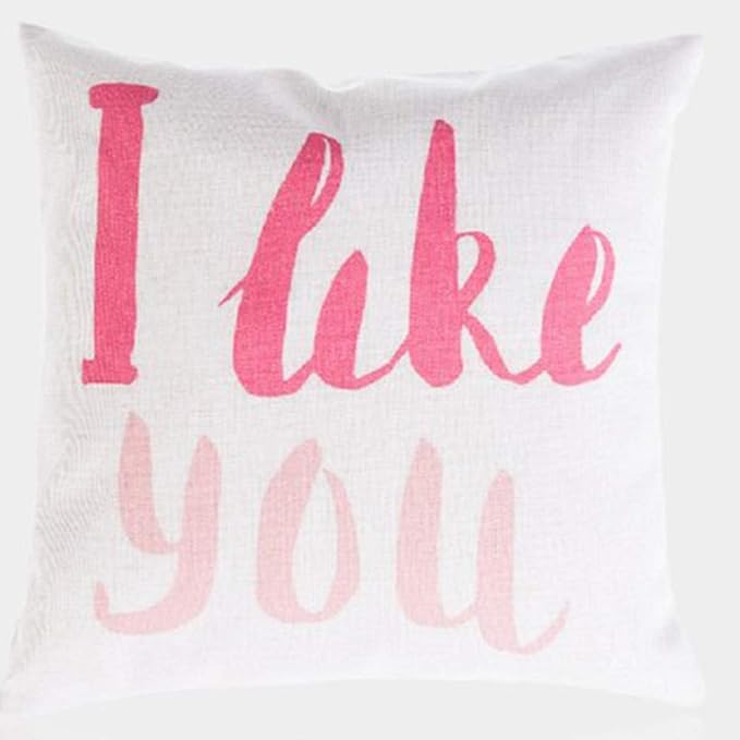 Throw Pillowcase Square Pillows Covers I Like You Pink Cushion Covers for Teens 18x18 Housewarming Movie Lover Gifts Linen Color:I Like You
