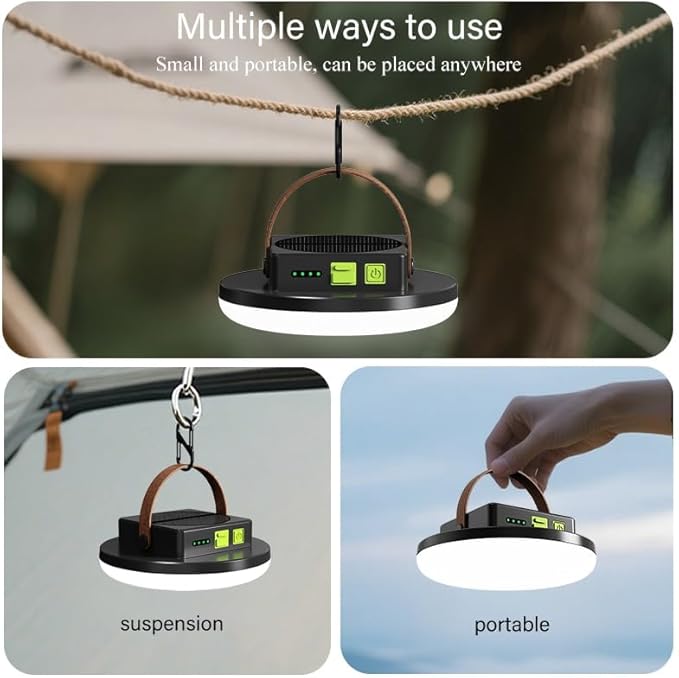 Camping Light Rechargeable, 4500LM 45W Tent Light with Hook, Solar & USB Fast Charging, Long Battery Life, 4 Light Modes, Hanging Portable Lamp for Power Outages, Camping Gear, Emergency, Outdoor
