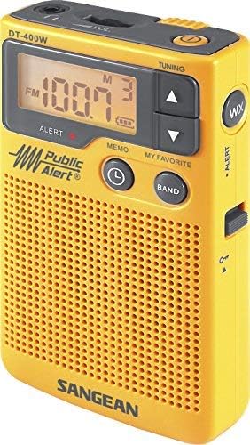 Sangean DT-400W Weather Alert Pocket Radio, AM/FM, Yellow