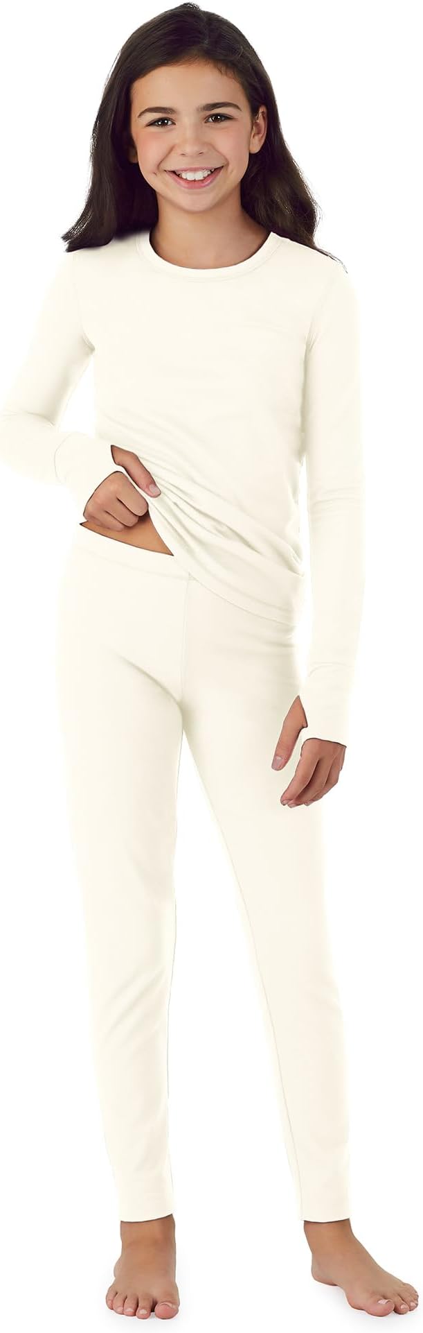 Cuddl Duds Girls Heavyweight Cold Weather Fleece Lined Thermal Set – Long Sleeve Shirt & Leggings – Long Johns for Kids