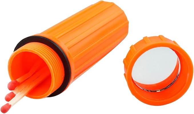 SE 3-IN-1 Orange Waterproof Match Storage Box with Signaling Mirror and Firestarter Flint - CCH6-1