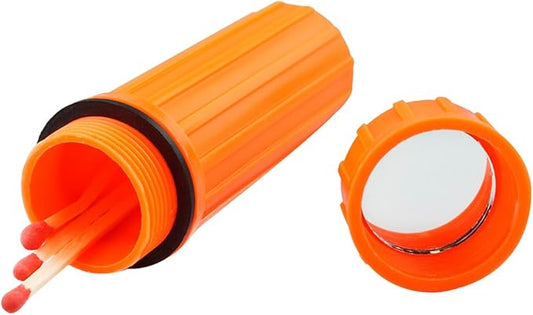 SE 3-IN-1 Orange Waterproof Match Storage Box with Signaling Mirror and Firestarter Flint - CCH6-1