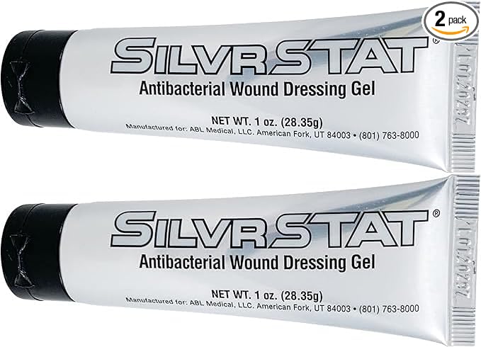 SilvrSTAT First Aid Kit Gel | 32 PPM Silver Healing Wound Dressing Gel | SilverSol Ag₄O₄ Particles (1 Ounce 2-Pack)