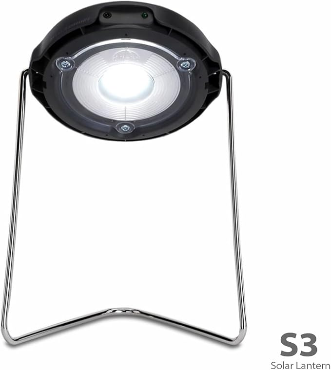 d.light S3 Solar Powered LED Solar Lantern; Emergency Light with Adjustable Stand, Portable Rechargeable Lamp for Power Outages, Camping & Outdoor Use