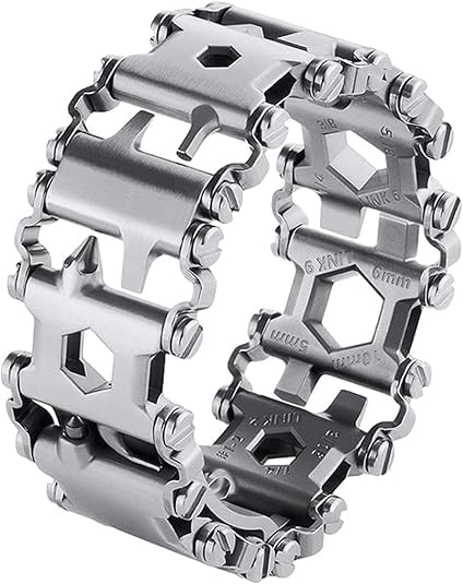 Stainless Multitools Bracelet for Men, Transform into Watch Band, 29 in 1 Survival Hiking Camping Travel Friendly Multitools Wearable Bracelet with 22mm Connectors