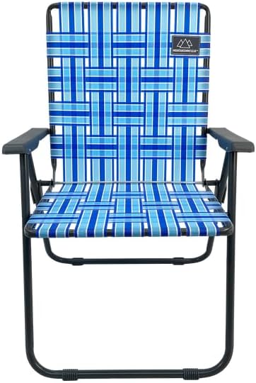 MOUNTAIN SUMMIT GEAR Retro Webbed Camping Chair - Lightweight, Foldable, Durable Steel Frame, 300lb Capacity, Vintage Stripes by Caddis Sports (1, Ocean Blue)