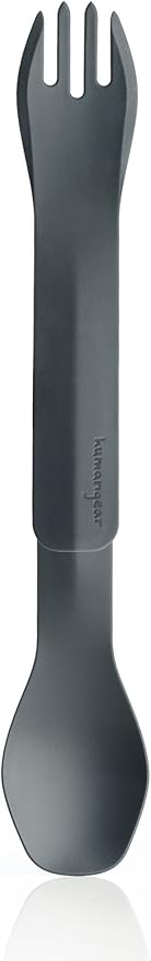 humangear GoBites Duo - Travel Silverware, Full Size Portable Fork & Spoon, Reusable Utensil Set, PC and BPA-free, Food-Safe, ﻿Extended - 9.1” X 1.6”