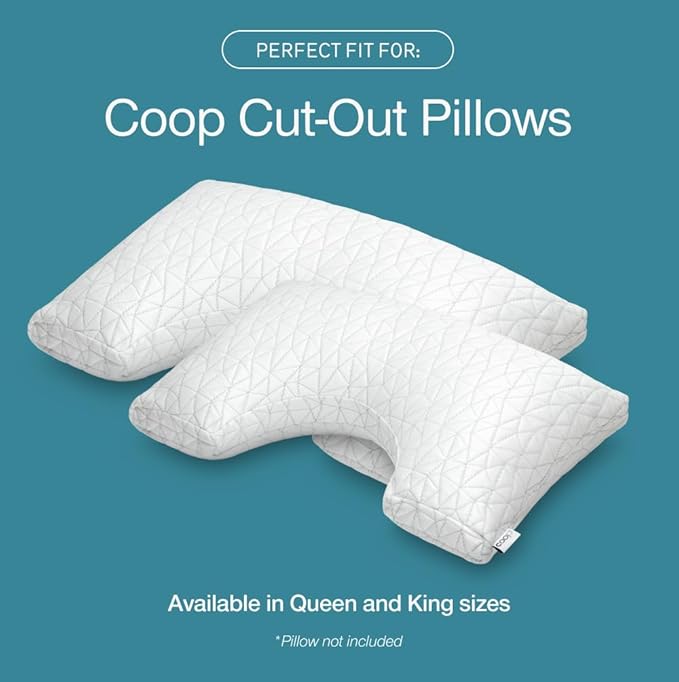 Coop Home Goods Cool Side Cut-Out Pillowcase, Queen Size Cooling Pillow Case for Hot Sleepers, Cut-Out Shape, Two-Sided Pillow Covers, Cozy Side & Cool Side, Ultra Soft Lulltra Cool Technology