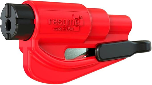 resqme,The Original Emergency Keychain Car Escape Tool, 2-in-1 Seatbelt Cutter and Window Breaker, Made in USA, Red - Compact safety hammer