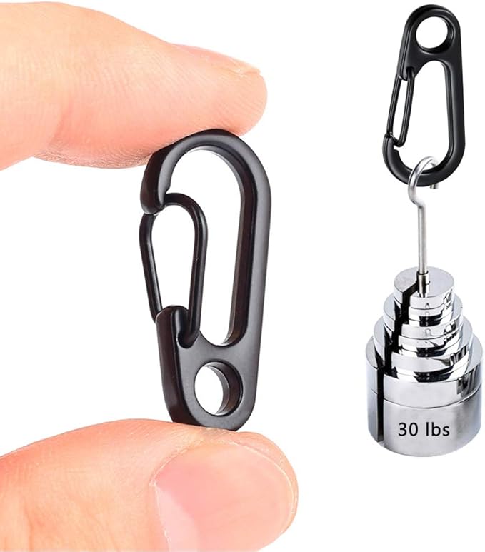 30PCS Mini SF Carabiner Clips Tiny Alloy Spring Snap Hook Keychain Clasps EDC Small Hanging Buckle for Backpack Camping Bottle Using Accessories Paracord Tactical Survival Gear (3 Colors)