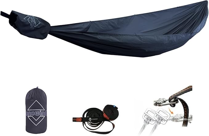 Onewind 11ft Ultralight Camping Hammock, Portable Hammock, 40D 1.7oz Nylon Ripstop with 2 * 12Ft Tree Straps for Camping Hiking Backpacking, 11' x 55" Midnight Blue