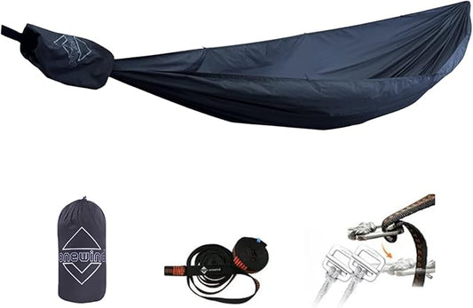 Onewind 11ft Ultralight Camping Hammock, Portable Hammock, 40D 1.7oz Nylon Ripstop with 2 * 12Ft Tree Straps for Camping Hiking Backpacking, 11' x 55" Midnight Blue