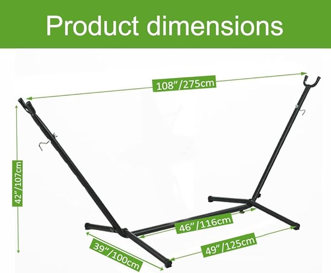 Goutime 9Ft Hammock with Stand Included, 450 lb Capacity, with Portable Carrying Bag, 2 Person Double Hammocks for Indoor, Outdoor, Patio, Deck, Yard, Beach (Blue)