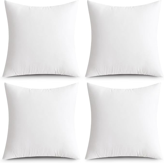 MIULEE Pack of 4 24x24 Inch Outdoor Pillow Inserts Waterproof Decorative Throw Pillow Insert, Square Lumbar Garden Pillow Form for Patio Sofa Couch