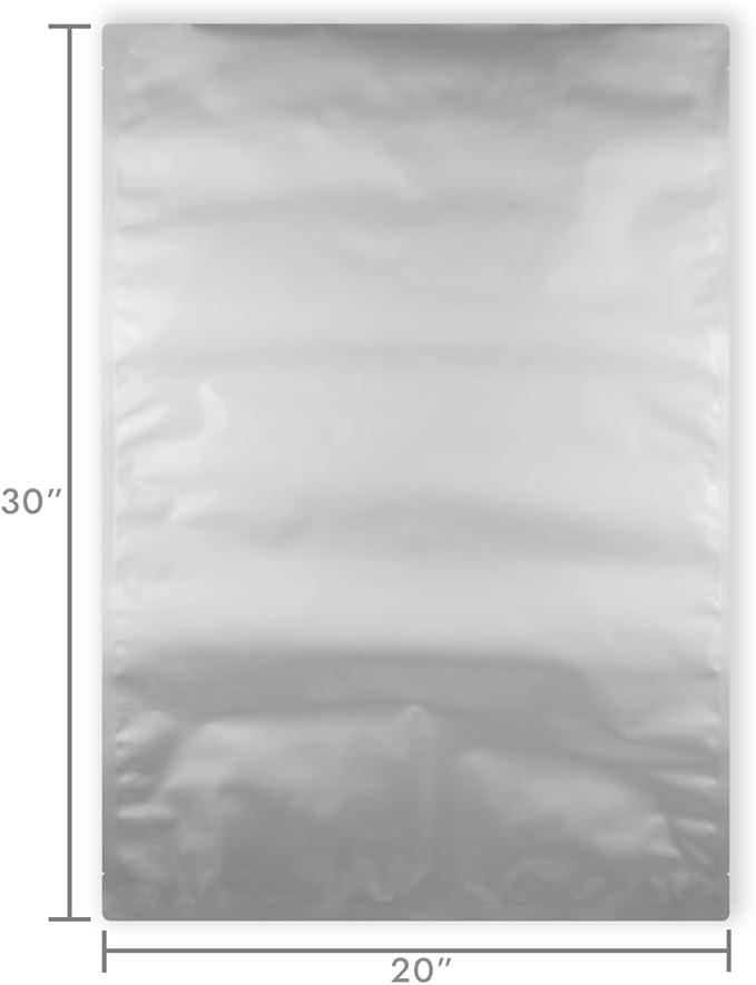 PackFreshUSA: 5-Gallon (20" x 30") AirTight Mylar Bags - 2000cc High-Capacity Single Sealed Oxygen Absorbers - Long Term Food Storage – HD 5.5 Mil (Per Side) - Heat Sealable - Food Grade - Pack of 10
