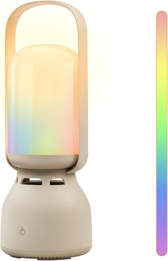 Camping Lantern with Speaker, Portable Rechargeable Outdoor Lantern, 11 Mode RGB Color Dimmable LED Night Light for Camping, Home, Party and Hiking