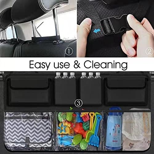 Snuopfy Car Trunk Organizer and Storage, Backseat Hanging Organizer for SUV, Truck, MPV,Van Collapsible Cargo Storage Bag with 7 Pockets, Car Interior Accessories for Men and Women