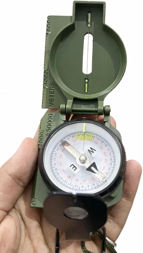 US Military Style Phosphorescent Waterproof Lensatic Compass Accurate Hand Held Compasses with Pouch for Hiking Camping Navigation Survival Backpacking Orienteering