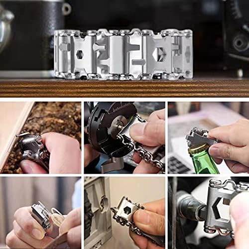 Multitool Bracelet 29 in 1 Tools Bracelet for Men and Women, Stainless Steel Multi-Functional Tool, Utility Wrist Survival Band for Sailing Travel Camping Hiking-Silver