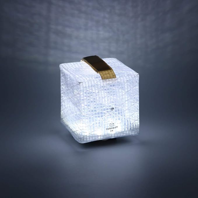 Solight Design Outdoor Solar-Powered Light, Inflatable LED Lantern - Waterproof, Compact, Portable - SolarPuff PET Warm White