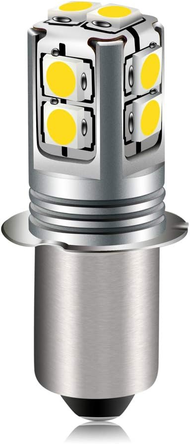Ruiandsion White P13.5S LED Flashlight Bulb, 6-40V Universal Upgrade (6V/9V/12V/18V/19.2V/24V) Non-Polarity Replacement for Flashlight, Torch, Lantern & Work Light