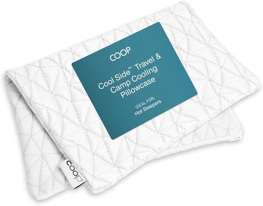 Coop Home Goods Cool Side Travel and Camping Pillowcase, Cooling Travel Pillow Case for Hot Sleepers, Two-Sided Pillow Covers, Cozy Side & Cool Side, Ultra Soft Lulltra Cool Technology