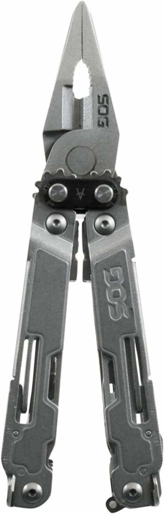 SOG PowerAccess Deluxe All-Around Heavy Duty Stainless Steel Multi-Tool w/Nylon Sheath, Two Knife Blades, Can & Bottle Opener, Stone Wash