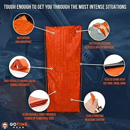 Bivvy Emergency Sleeping Bag - Lightweight & Compact - Waterproof, Thermal, Emergency Blanket - Mylar Sleeping Bag in Portable Drawstring Sack - Orange