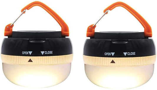 2 Pack LED Lantern Portable Camping Lights Outdoor Tent Light Hanging Camping Lamp with 5 Modes, Restractable Hook for Adults and Kids