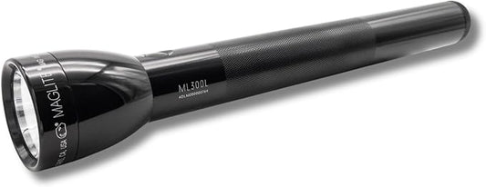 MagLite High Lumens LED Flashlight – ML300L 4-Cell D Flashlight with Adjustable Focus for Precise Beam, Long Battery Life, Water-Resistant for Emergency, Outdoor, and Camping – Black