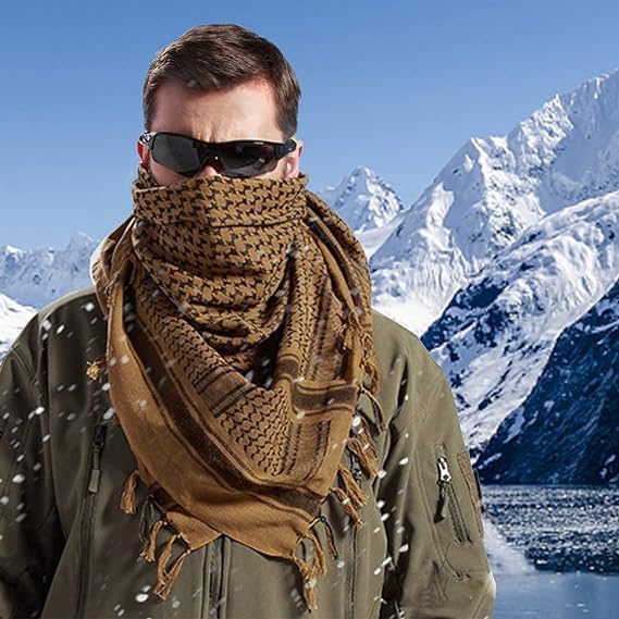 Aonal Military Shemagh Tactical Desert Scarf, 100% Cotton Keffiyeh Neck Head Scarf Wrap for Men Women