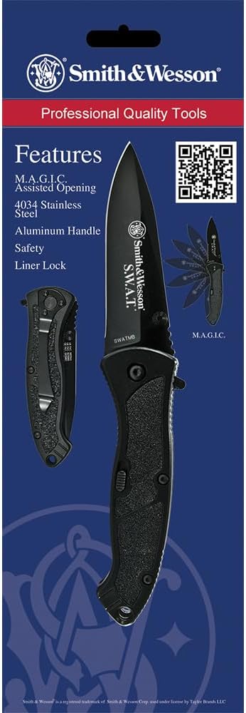 Smith & Wesson Benji 2.5in High Carbon S.S. Folding Keychain Knife with 1.75in Modified Tanto Blade and G10 Handle for Outdoor