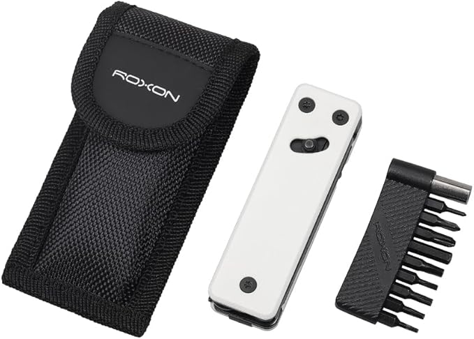 Roxon KS2 Elite Noir Blanc D2 Blade 13 in 1 Mini Multi Tool function pocket knife with big scissor, G10 handle and Pocket clip, good for Camping/Backpacking/Emergencies/EDC Multitool (D2 Steel Blade)