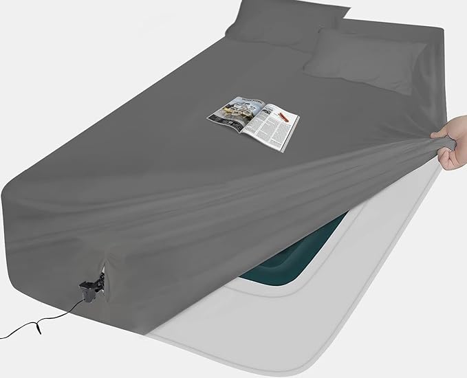 AEHISDHIE King Sheet Sets - Air Mattress Sheets, 3 Pieces, 16 to 24 inch, Inflate Without Disassembly, Convenient & Firm, Easy to Use (Gray, King)