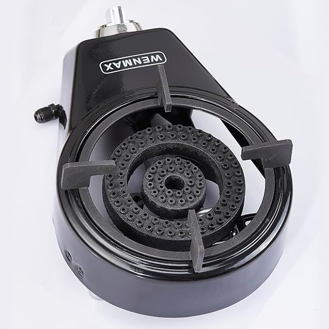 Single Burner Propane Stove, Portable Gas Stove with Propane Adapter Hose, High Heat Value 15000 BTU, Smart Valve Protection for Children, Portable Size for Outdoor Use