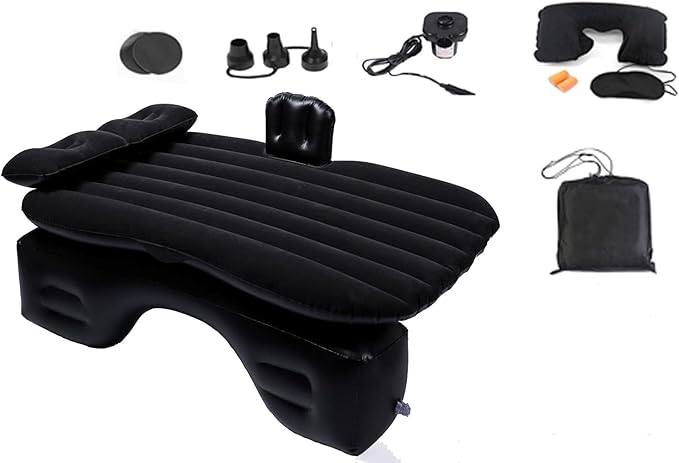 Onirii Inflatable Car Air Mattress Back Seat Bed with Air Pump,Thickened Portable Car Travel Sleeping Camping Air Mattress Blow Up Bed for Car Universal SUV
