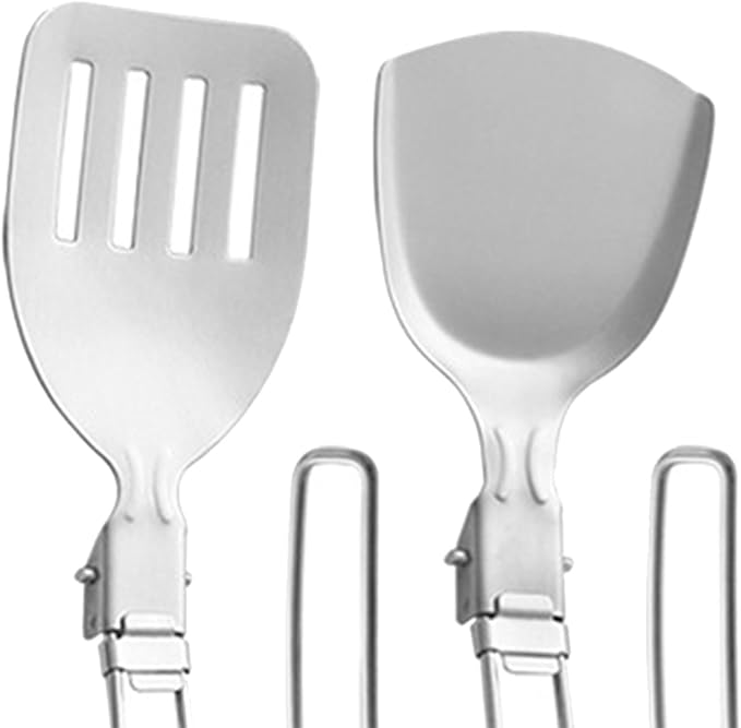 Esquirla 6Pcs Camp Cooking Utensil Set,Outdoor Kitchen Gear, Foldable Cooking Organizer Metal Camping Kitchen Utensil Set, Cookware Kit for Camp RV, BBQ