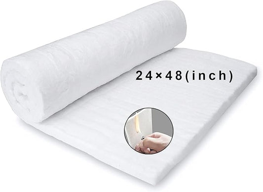 48"x24" x1" (Thick) Ceramic Fiber Blanket Fireproof Insulation Baffle Rated to 2400F, High-Temperature Resistance for Oven Stoves, Kilns,Forges