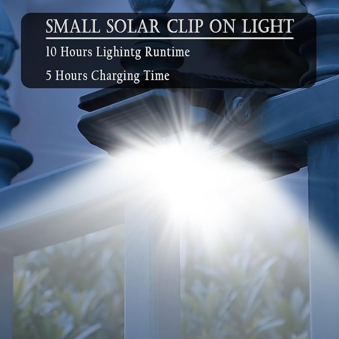800lm Clip on Solar Lights Outdoor Waterproof, Motion Sensor Lights, LED Camping Tent Lantern,Wall Lights, Garden Outdoor Portable Security Lights for Patio Home Fence Garage Yard 1 Pack